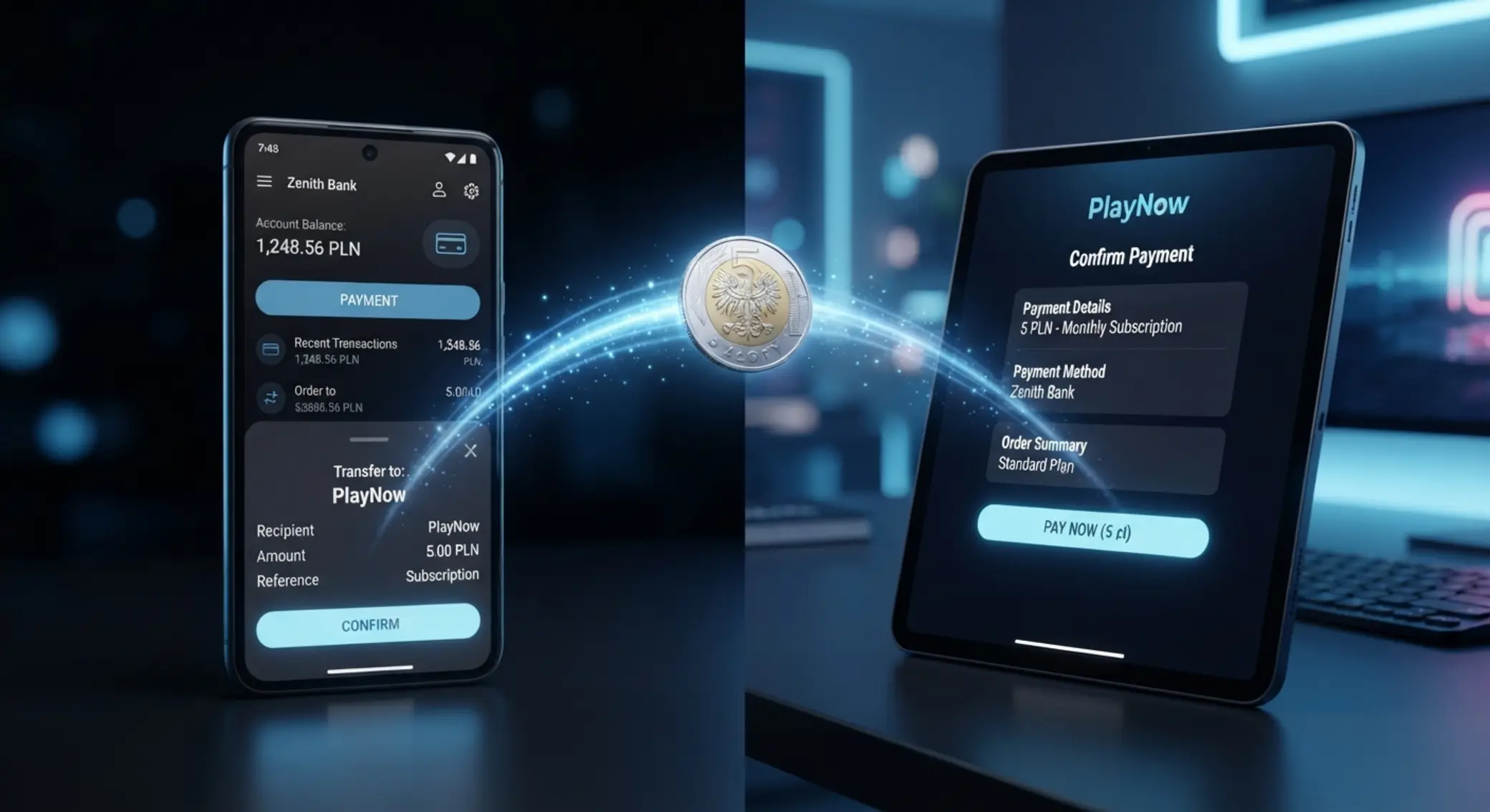 Smartfon z aplikacją Revolut i panel wpłaty 5 zł w kasynie online