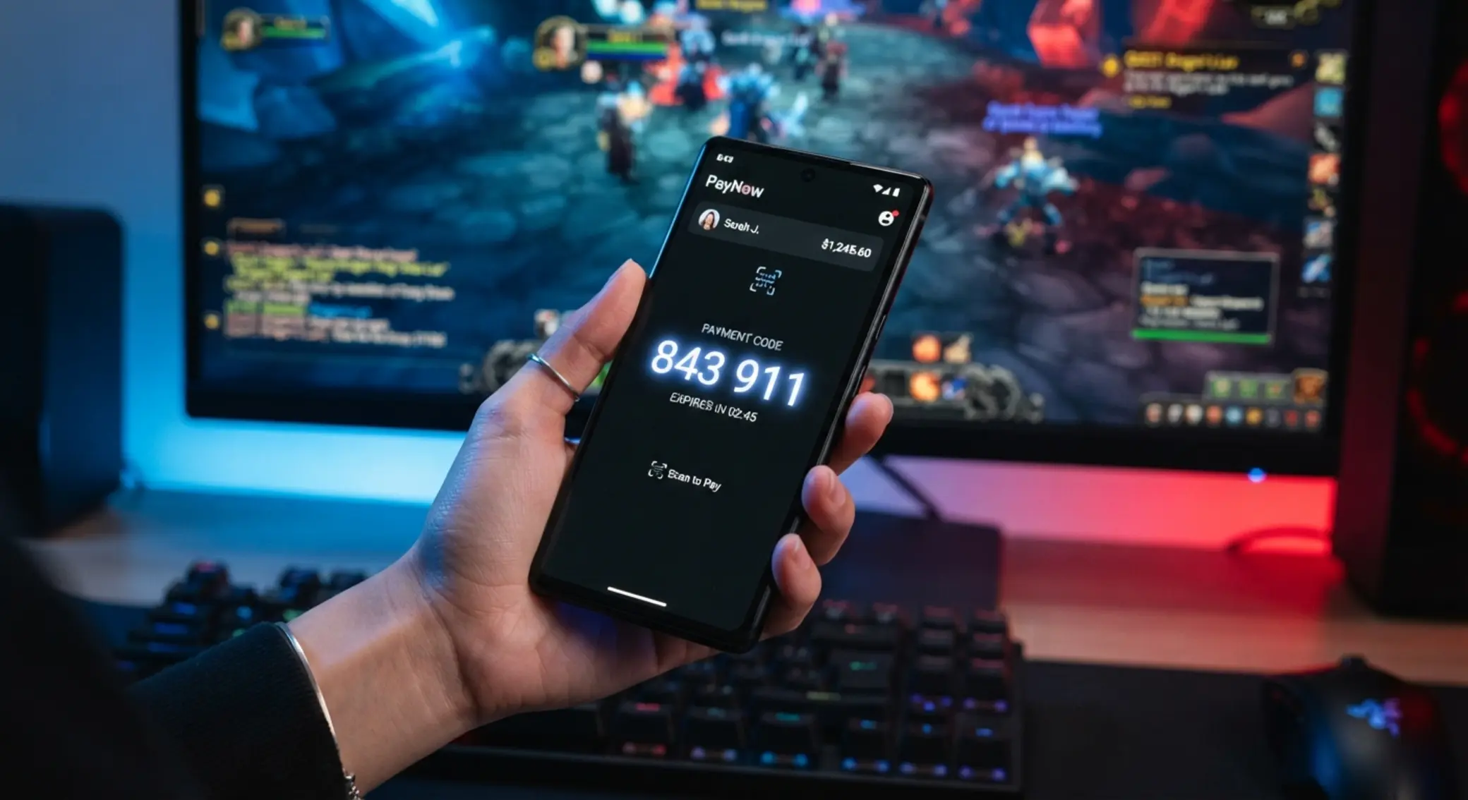 Telefon z kodem BLIK na tle ekranu kasyna online